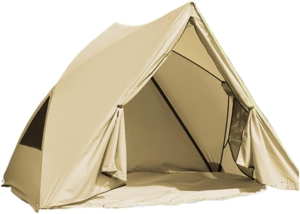 ブラウン 5-8人用 自動式 クイック開閉 防水キャンプテント 折りたたみ